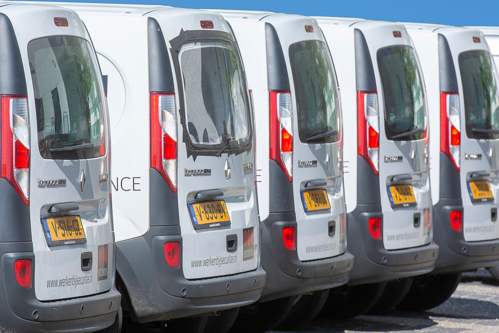 Fleet vehicles parked together for tracking